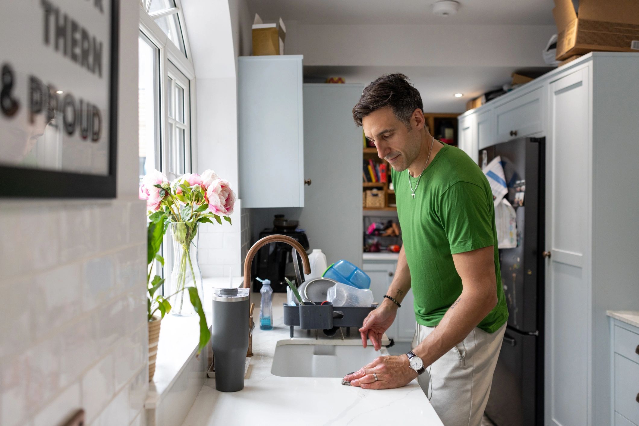 Professional cleaning in a bright kitchen space